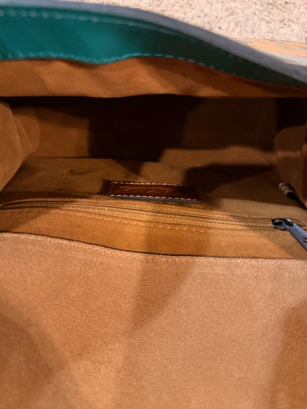Patricia Nash Top-Handle Bag in Teal & Mustard with Detachable Strap - Picture 9 of 12